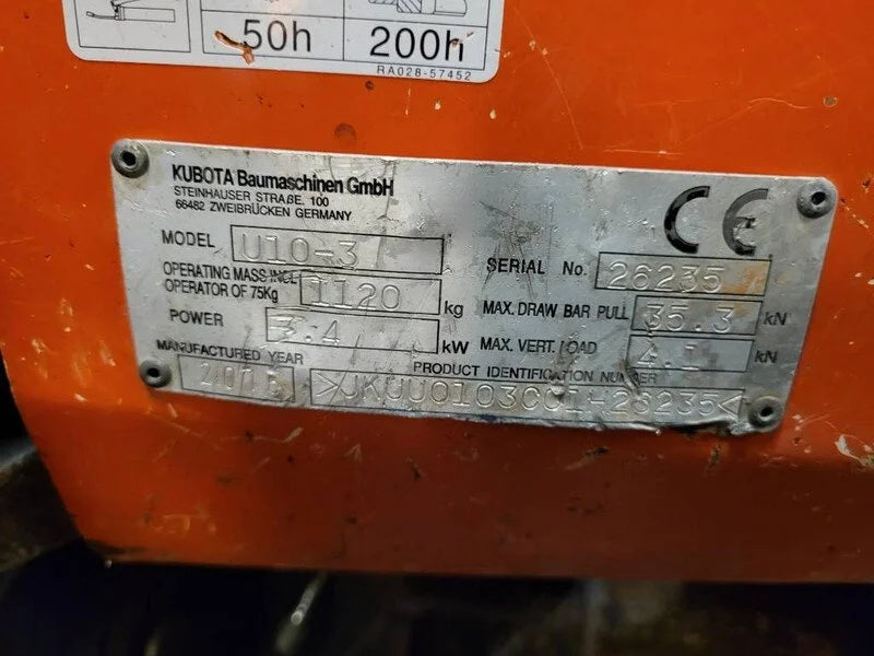 Miniexcavadora Kubota U 10-3 de 1,1 t usada 2016 con 825 h, primer dueño, con 3 cucharones
